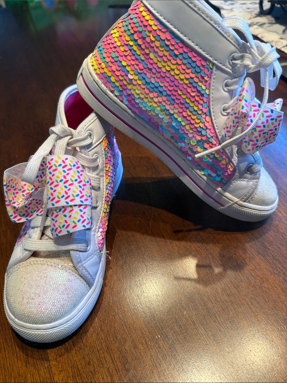 Nickelodeon Jojo Siwa White High-Top Sneakers with multicolor Iridescent Sequins